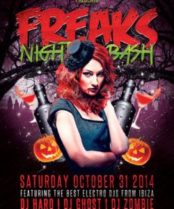 download the freaks night halloween party flyer template for costume party flyer template doc