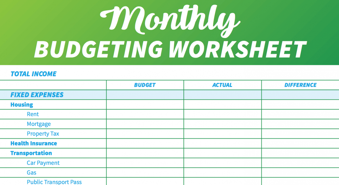 basic monthly budget template