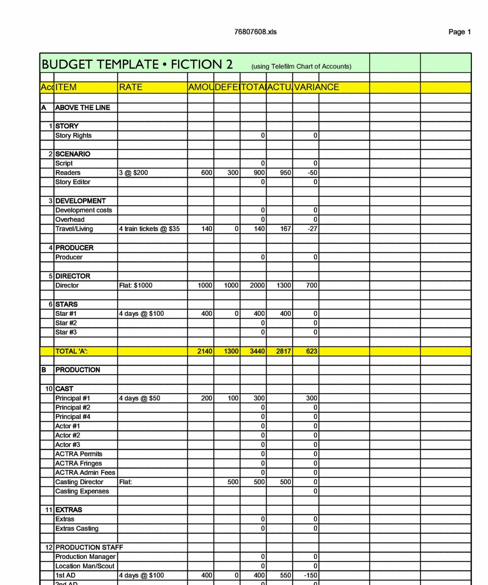 Editable Free Film Budget Templates Excel Word Templatelab Reality Show Budget Template Doc