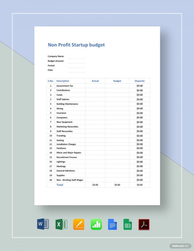 editable 5 nonprofit budget templates  sample example format non profit start up budget template excel
