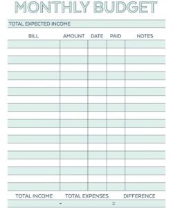 editable personal monthly budget template ~ addictionary easy monthly budget template word