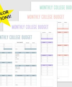 editable simple budget template for college students free pdf budget for college students template