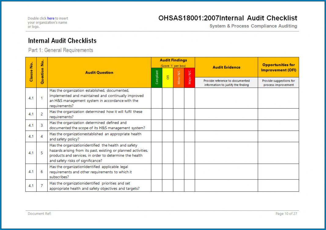 iso 90012015 internal audit templates