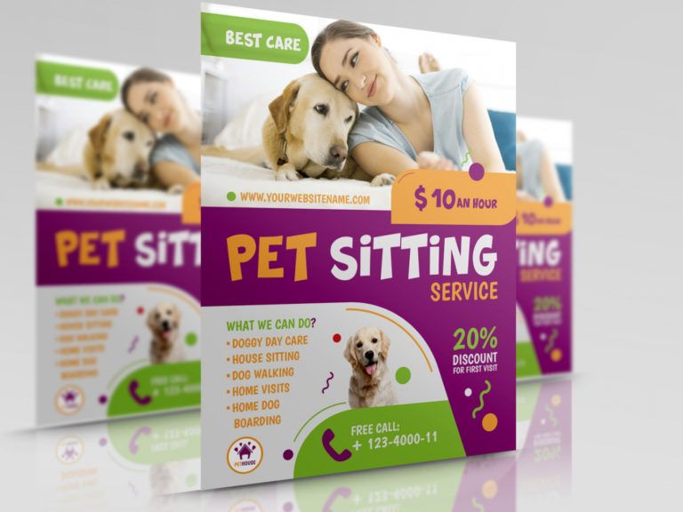 Free Pet Sitting Service Flyer Template By Owpictures On Dribbble Puppies For Sale Flyer