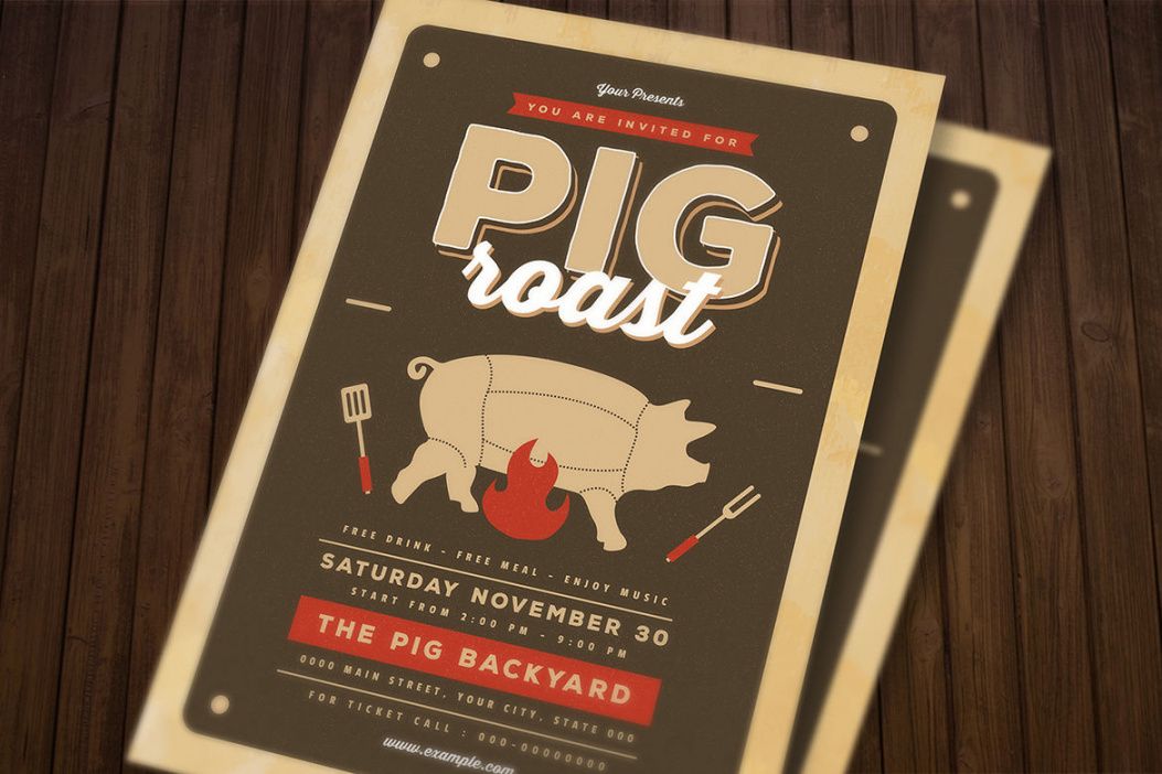 free pig roast flyer by guuver  thehungryjpeg pig roast flyer template and sample