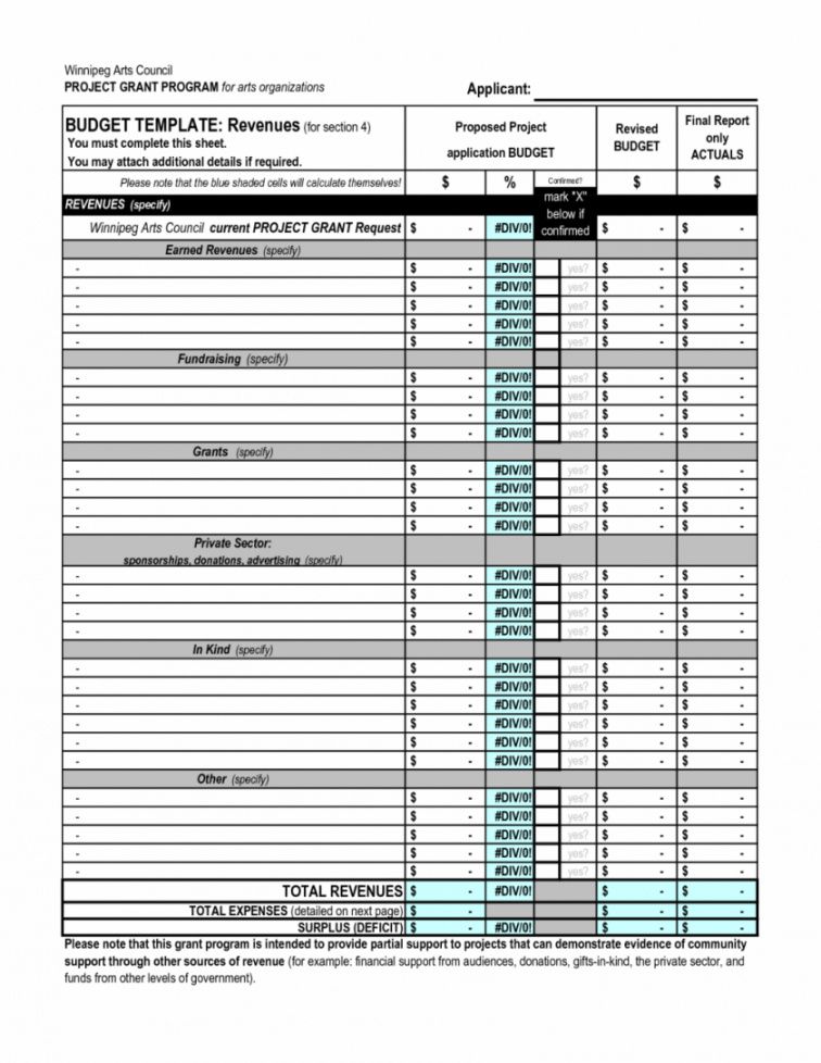 Simple Grant Budget Template 1712