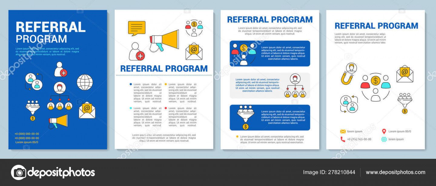 marketing referral program brochure template layout customer attraction  flyer booklet leaflet print design with linear illustrations vector page referral program flyer template doc