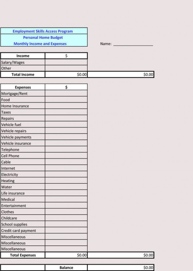 printable 12 household budget worksheet templates excel  easy budgets personal household budget template example