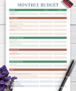 printable download printable monthly household budget pdf personal household budget template sample