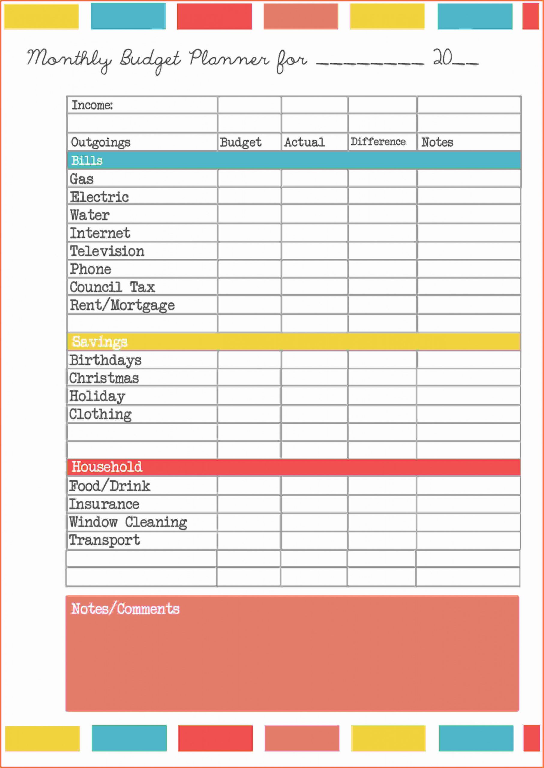 Printable Family Budget Free Spreadsheet Excel Basic Home Monthly Personal Household Budget 