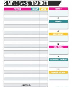 printable simple monthly budget template ~ addictionary basic personal budget template sample