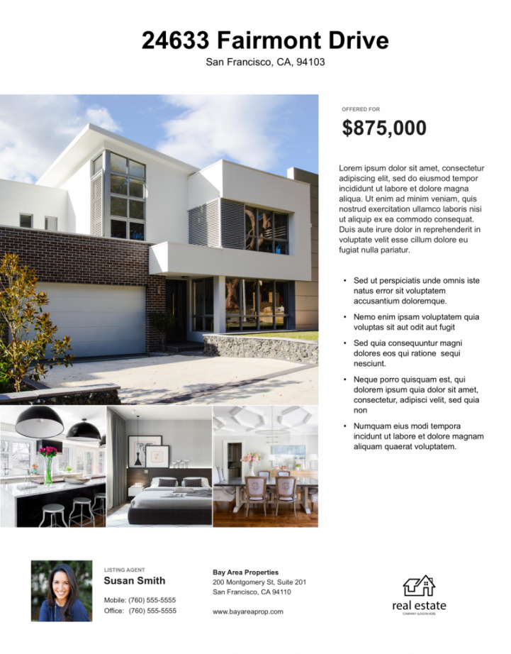 real estate flyer free templates  zillow premier agent rental property flyer template and sample