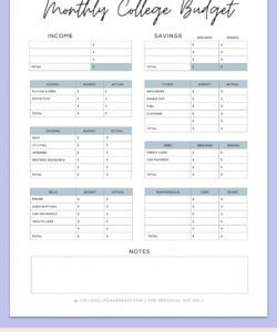 sample simple budget template for college students free pdf budget for college students template excel