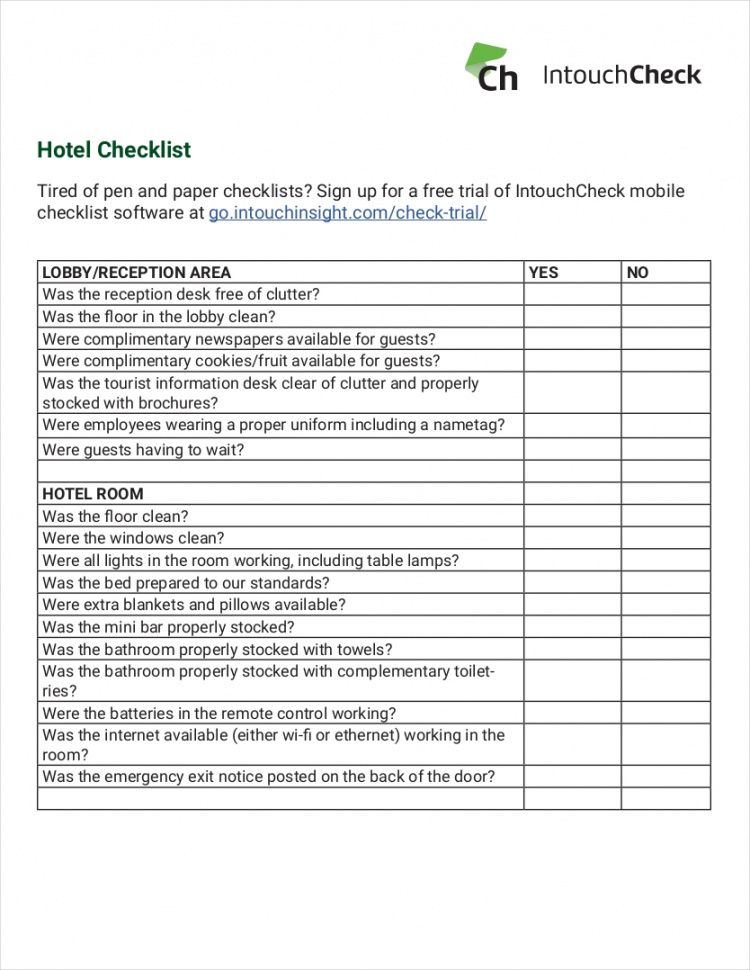 hotel-maintenance-checklist-template