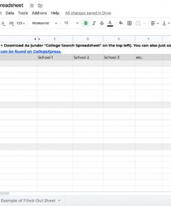 college search spreadsheet template  collegexpress college application checklist template pdf