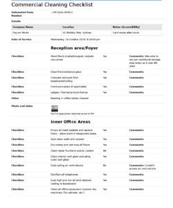 commercial cleaning checklist template free  editable commercial cleaning checklist template samples