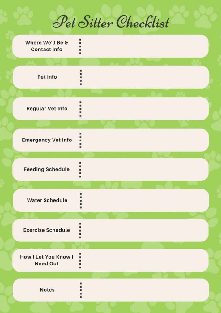 Pet Sitter Checklist Template