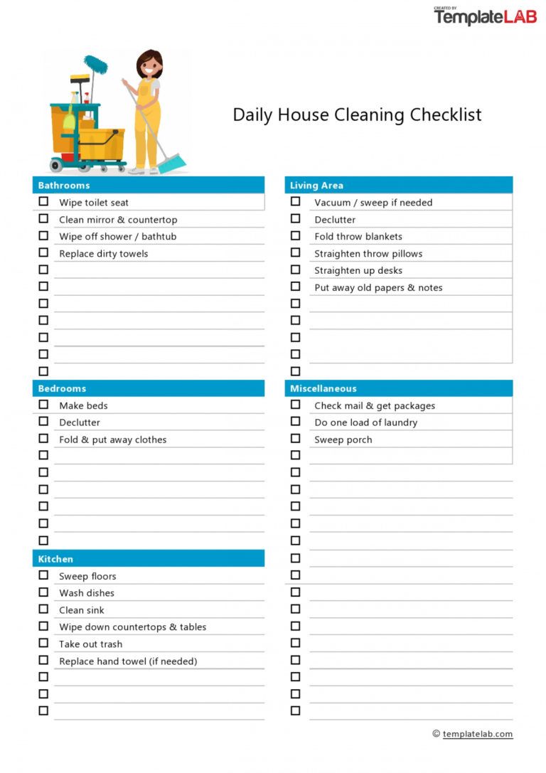 Editable Professional House Cleaning Checklist Printable