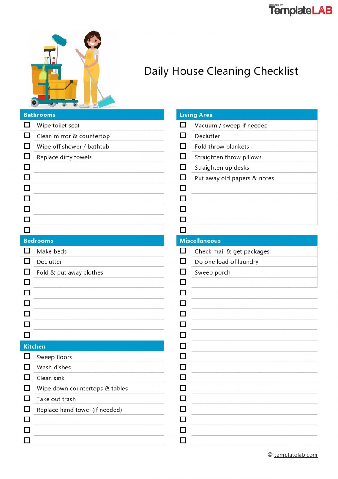 Free Printable Cleaning Checklist Template Printable Templates