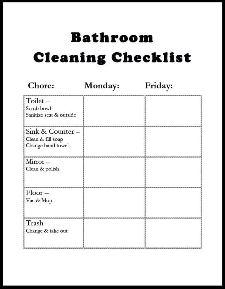 editable 6 toilet cleaning checklist templates  word excel fomats bathroom cleaning checklist template examples