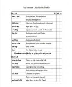 editable free 12 restaurant schedule examples &amp;amp; samples in google restaurant cleaning checklist template pdf