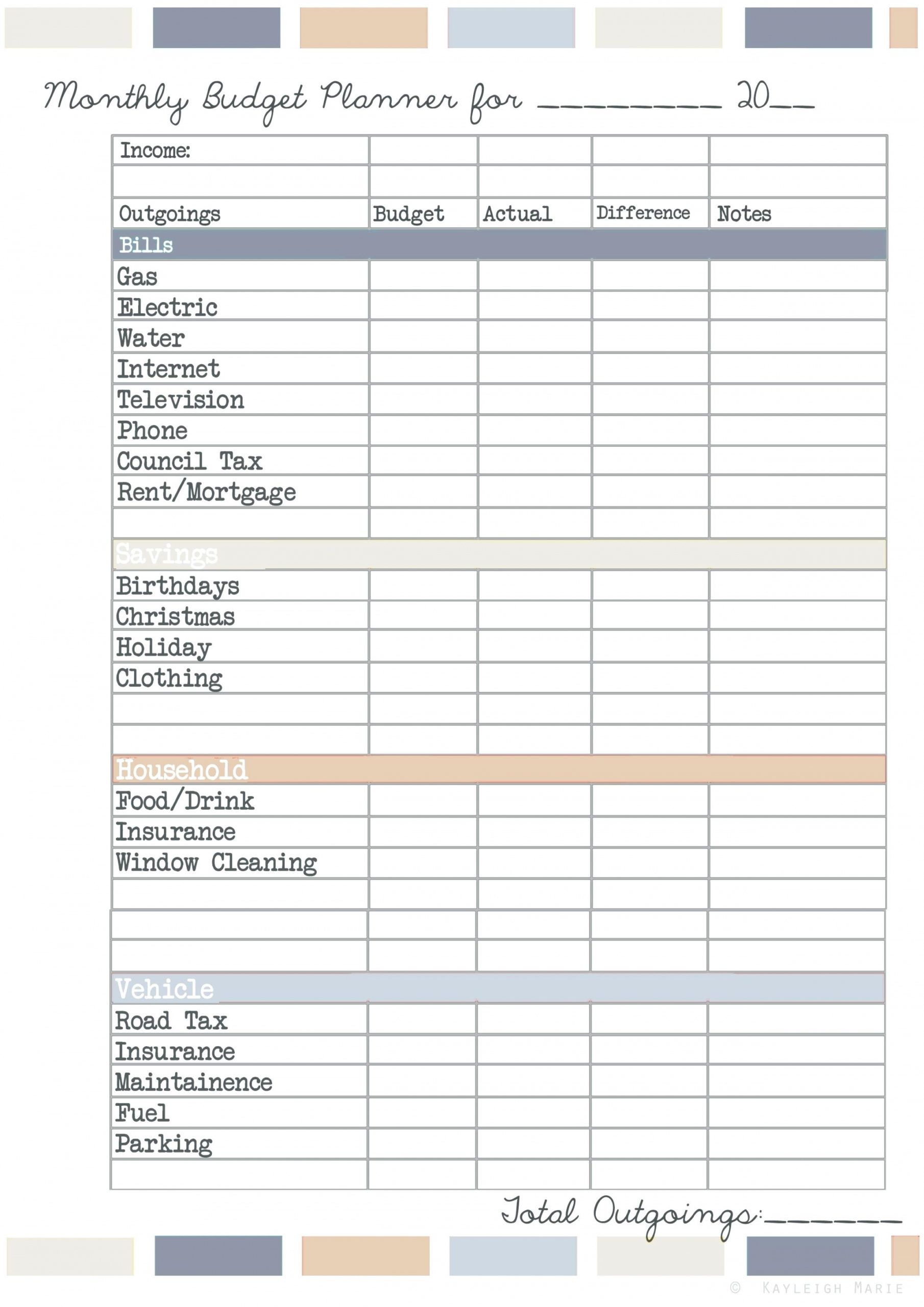 Editable Indian Family Monthly Budget Planner Excel India Household 