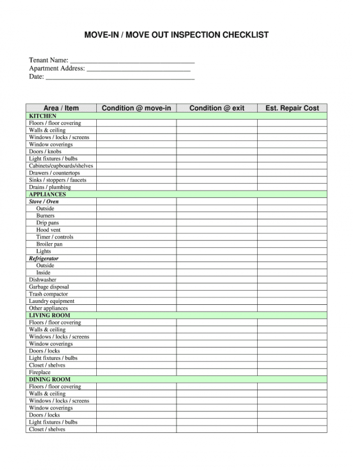 editable move in walkthrough  fill online printable fillable move in checklist template pdf