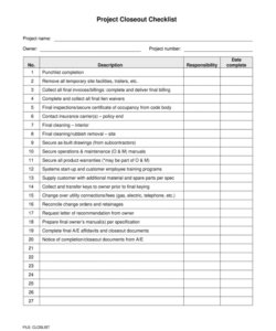 editable project closeout checklist  fill online printable project closeout checklist template