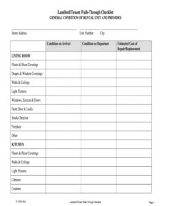 editable rental checklist  fill online printable fillable blank apartment walk through checklist template