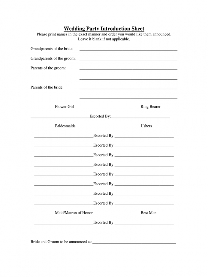 editable wedding party list template  fill online printable wedding dj checklist template samples