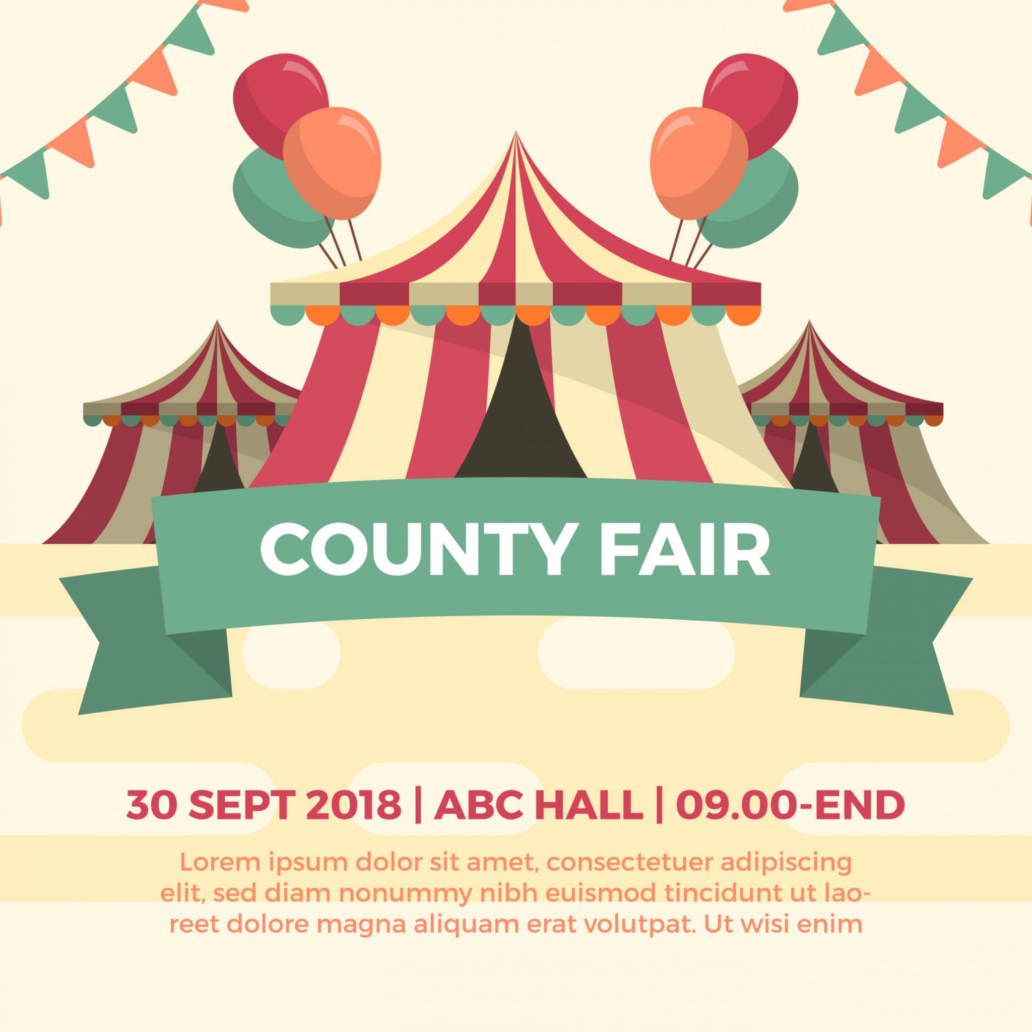 Flat County Fair Tent Festival Vector Illustration County Fair Flyer ...