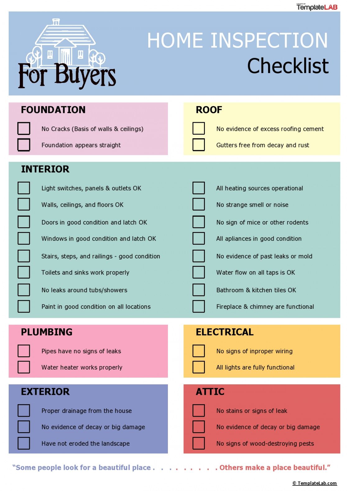 free 20 printable home inspection checklists word pdf ᐅ buying a house checklist template excel