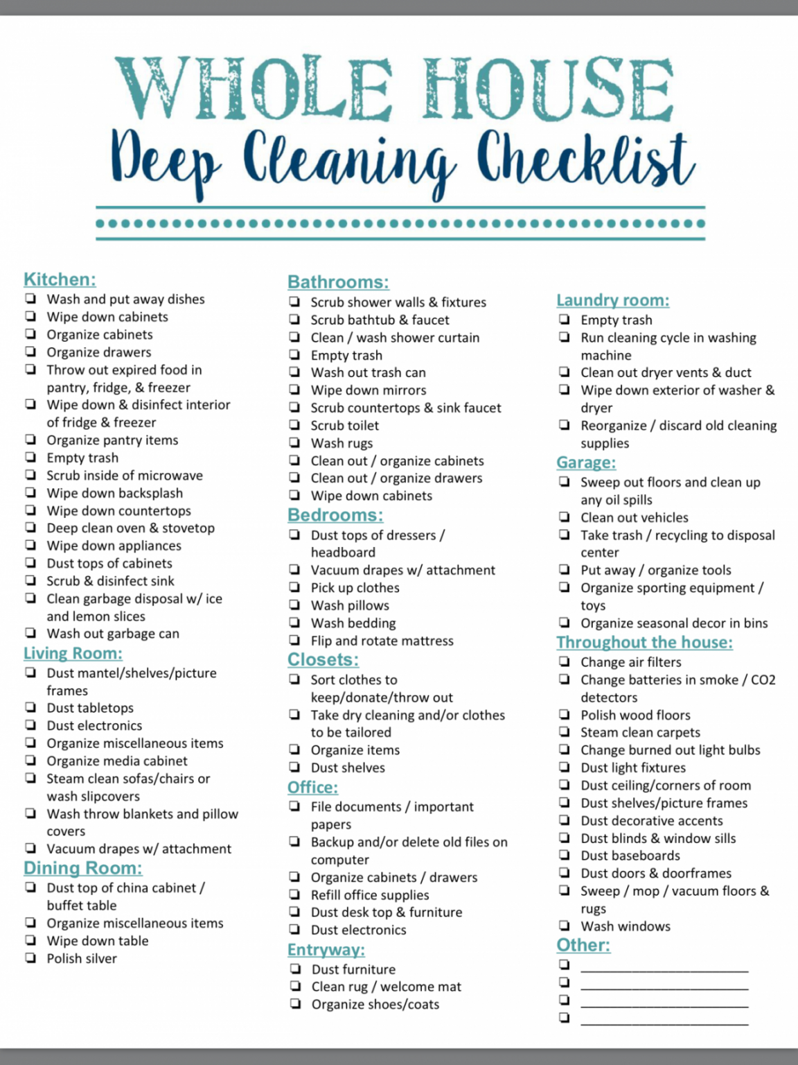 Free 40 Helpful House Cleaning Checklists For You Kittybabylove Deep 