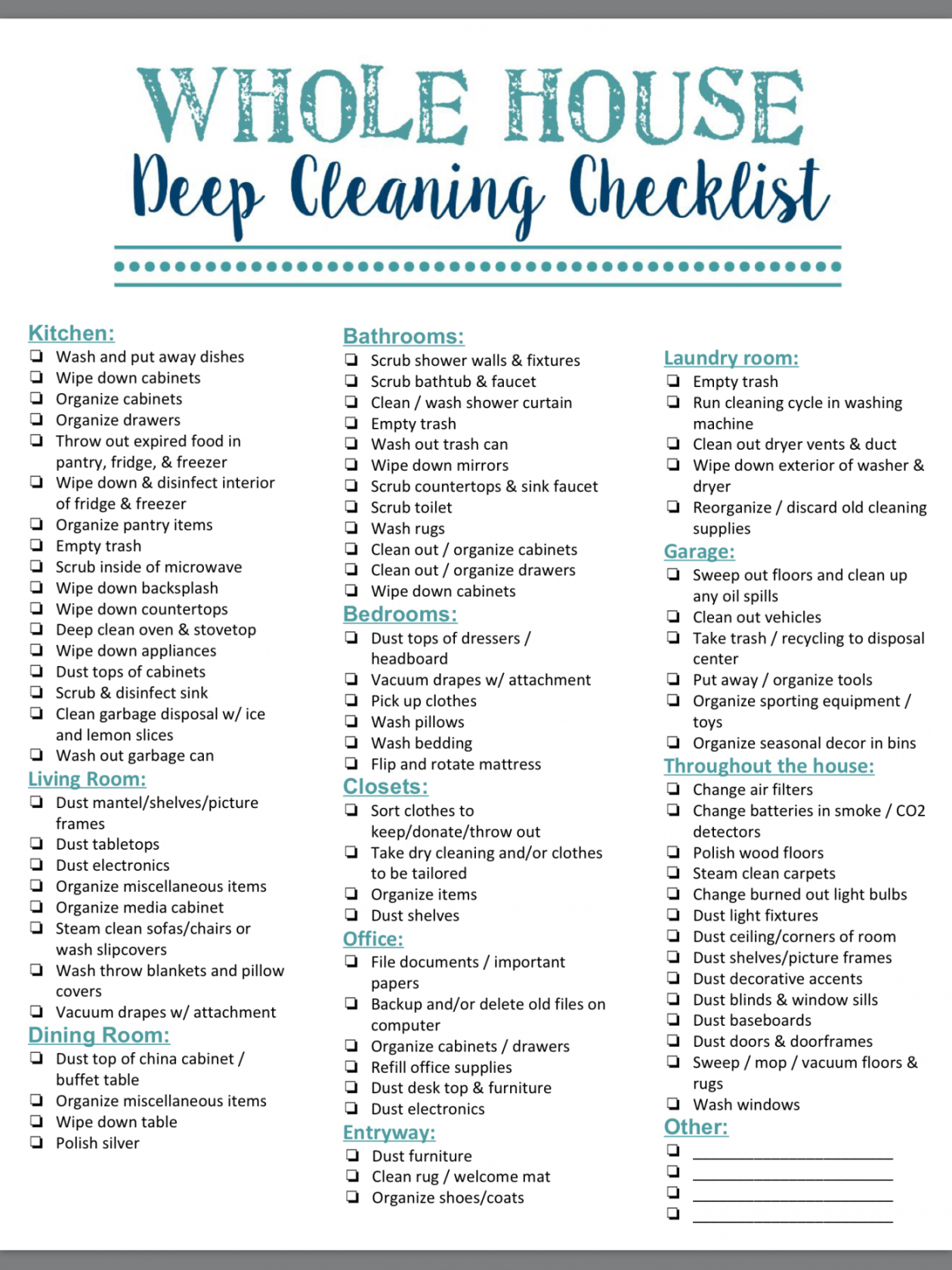 move in cleaning checklist