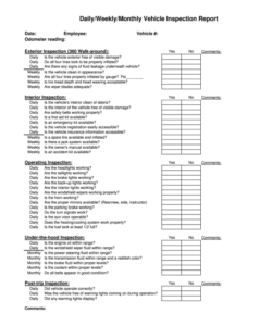 free blank ambulance inspection forms  fill online printable daily vehicle inspection checklist template doc