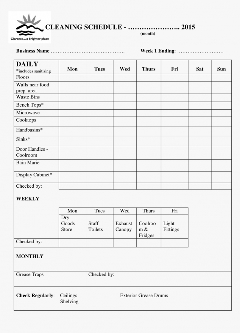 Free Blank Office Cleaning Schedule Main Image Retail Store Commercial 