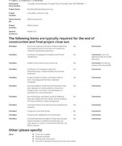 free contruction project closeout checklist template  free and project closeout checklist template excel