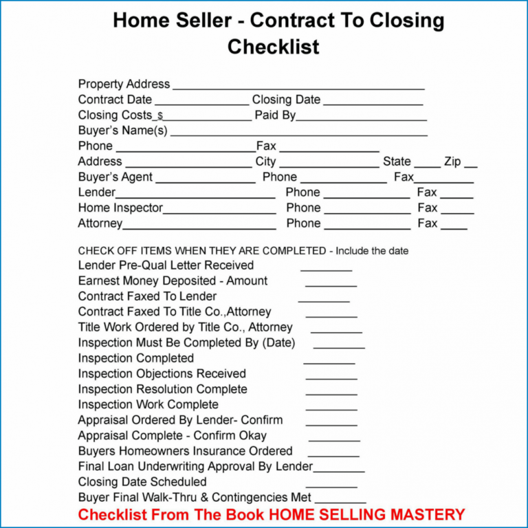 Free Free Real Estate Closing Checklist Template Zitemplate Real Estate