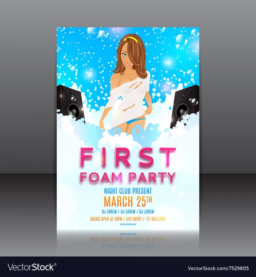free foam party flyer with beautiful girl foam party flyer template pdf