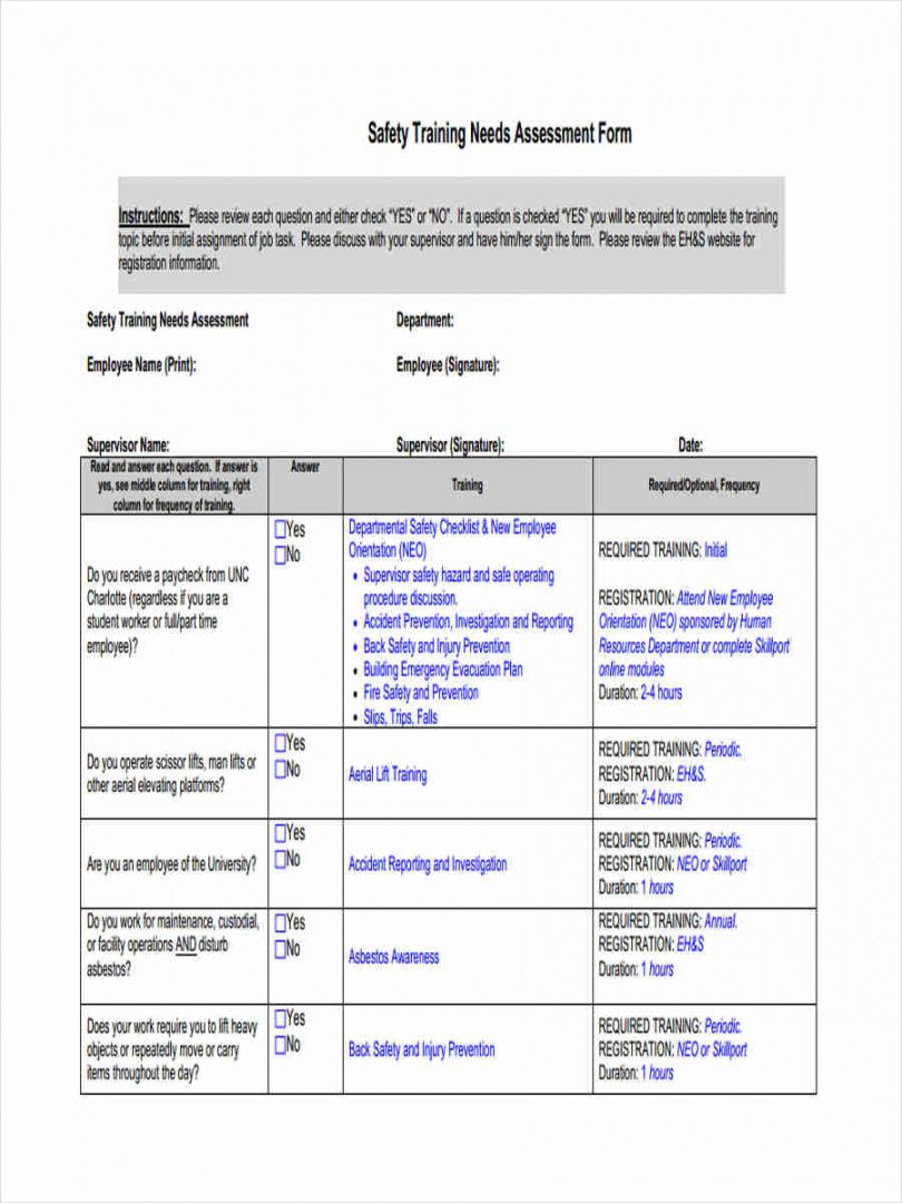 free free 5 training needs assessment forms in ms word  pdf training needs analysis template form sample