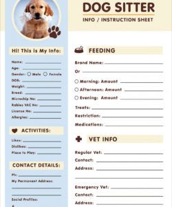 free free dog sitter instruction  information sheet design pet sitter checklist template excel