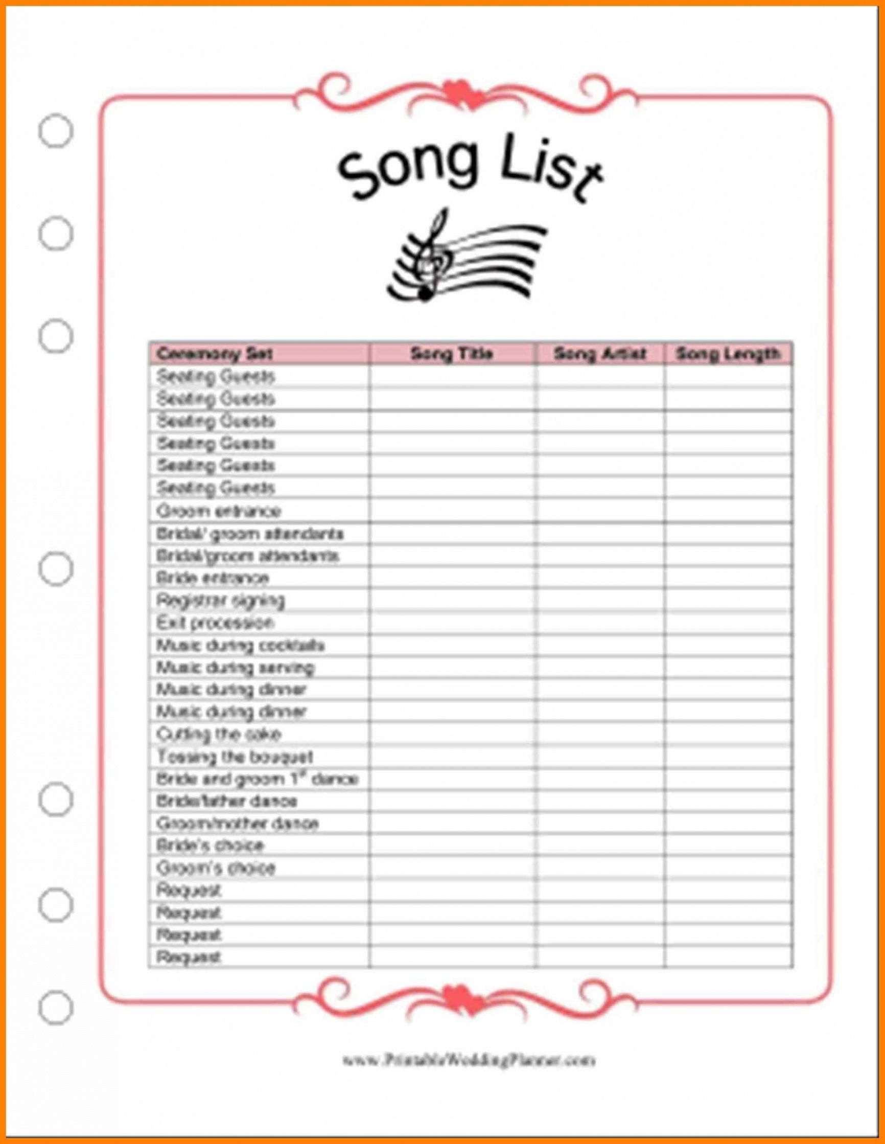 Wedding Dj Checklist Template