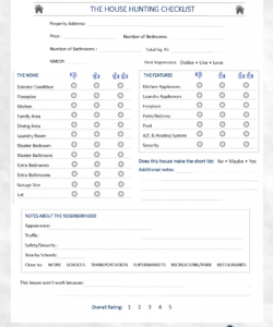 free house hunting checklist  limelight marketing house hunting checklist template excel