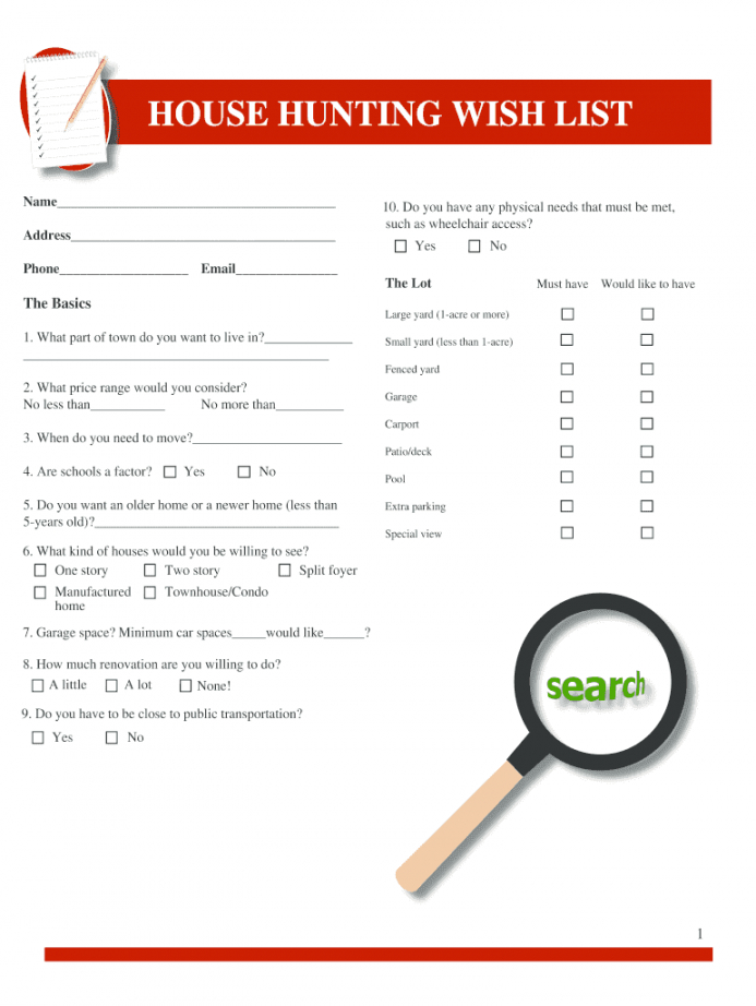 free house hunting wishlist template  fill out and sign printable pdf template   signnow house hunting checklist template samples