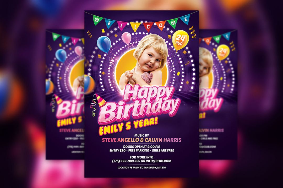 free kids birthday party invitation flyer psd template download birthday celebration flyer template