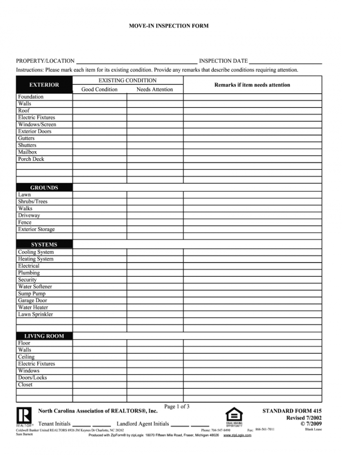 free move in inspection sheet template  fill online printable move in checklist template