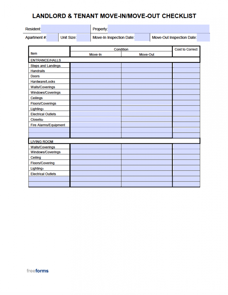 move out checklist