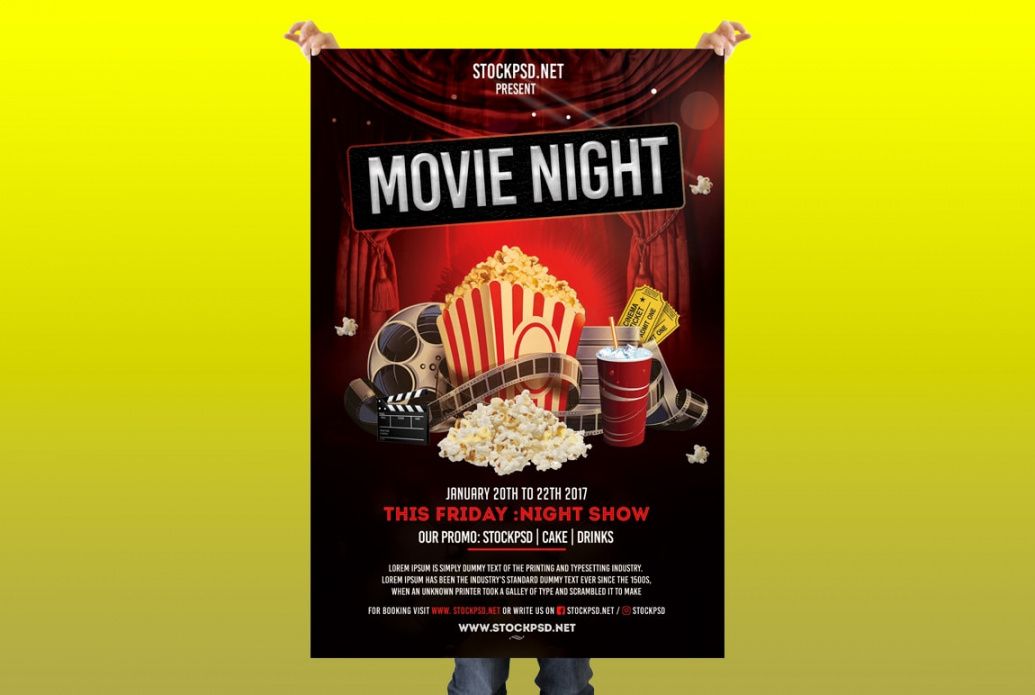 free movie night  free psd flyer template  pixelsdesign service industry night flyer template pdf