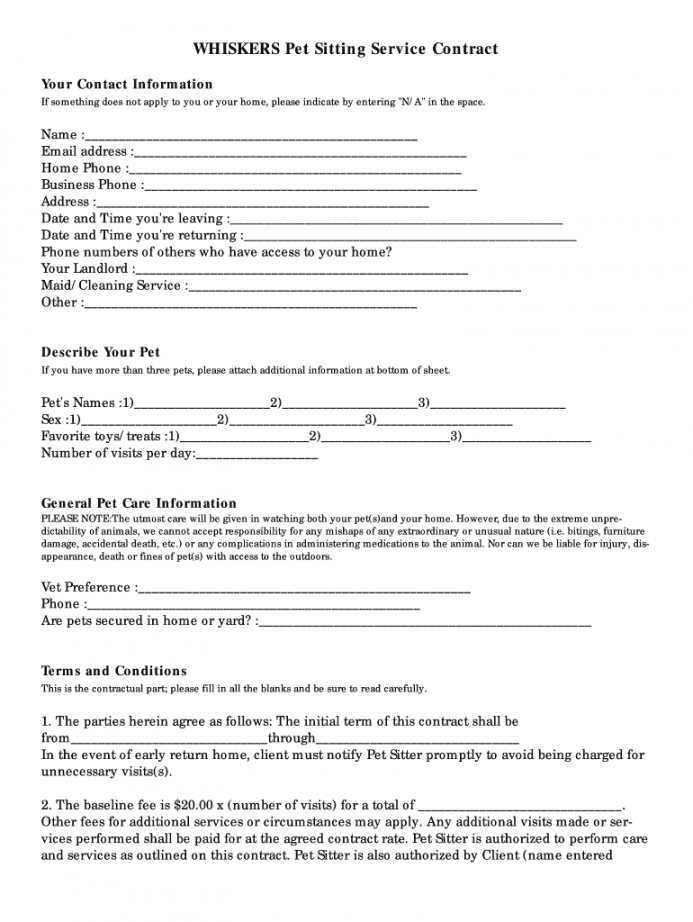 free pet sitter forms  fill out and sign printable pdf template  signnow pet sitter checklist template doc