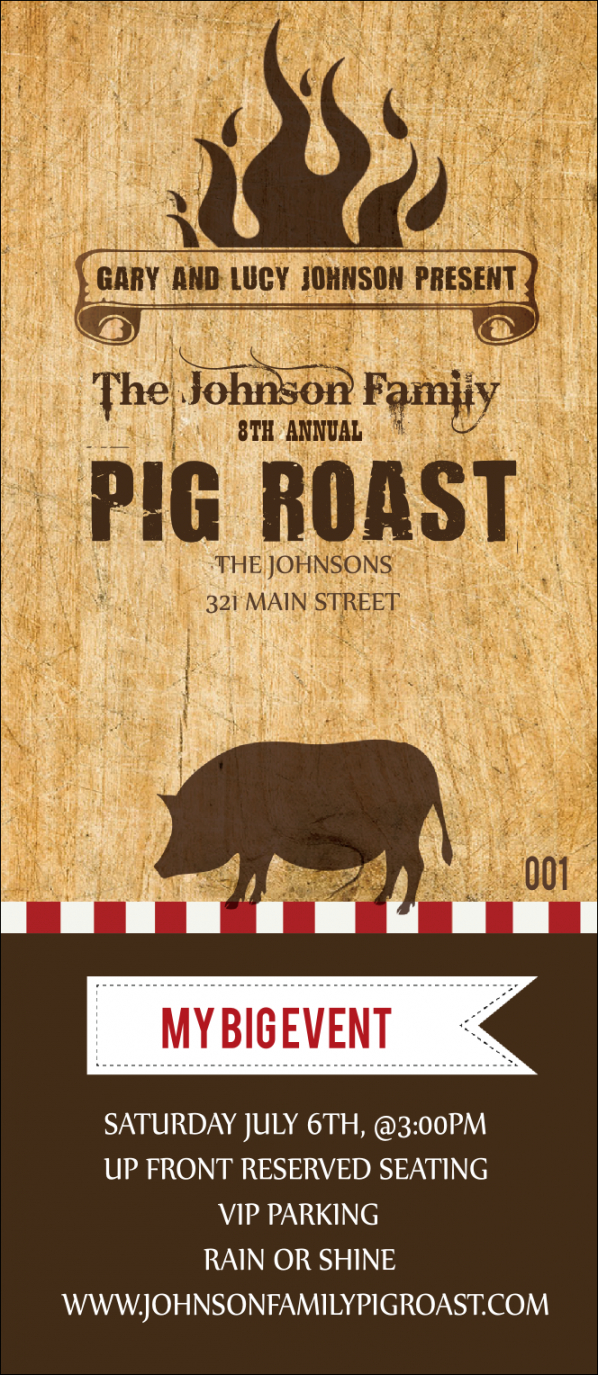 free pig roast vip pass bull roast flyer template